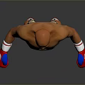 Muscular Man As Boxer Wearing Red Boxing Gloves And Black Gold Champ Shorts