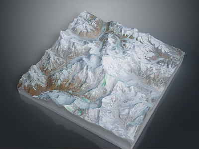 Garden Landscape Design With 3D Terrain Modeling Mountain Snowy Rocky And Water Elements 3d model