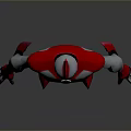 3D Animated Character Model With Red Horn Green Eyes And Chest Emblem