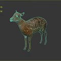 Brown Deer With White Stripes Standing Isolated On Gray Background 3d model