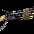 Serrated Front Mechanical Weapon With Black And Yellow Design And Cloth Wrap