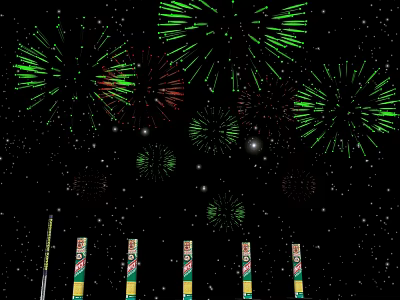 Festive Floral Display With Decorated Pillars And Colorful Fireworks Background 3d model