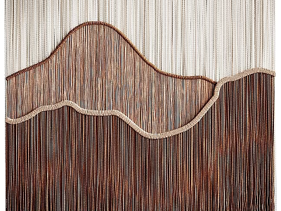 Artistic Woven Room Divider With Brown Beige Mountain Shape Tassel Design For Interior 3d model