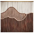 Artistic Woven Room Divider With Brown Beige Mountain Shape Tassel Design For Interior