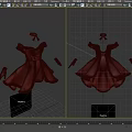 Red Christmas Themed Dress With White Trim Green Belt And Matching Gloves