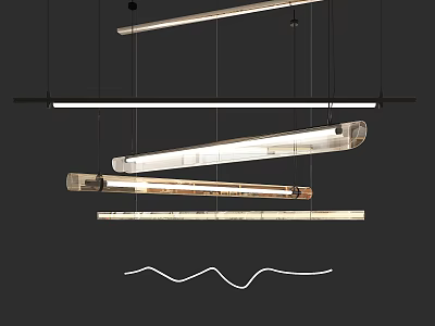 Modern Pendant Lights With Sleek Linear Design And Metallic Finish For Interior Lighting 3d model