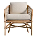 Modern Rattan Leisure Chair With Wooden Frame And Light Comfortable Cushion