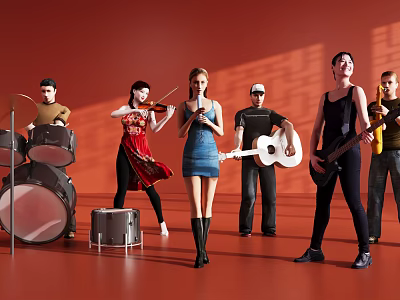 Band Singing Show Group Characters 3d model Band Singing Show Group Characters 3d model