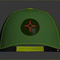 Stylish Green Casual Cap with Yellow Stitching and Red Star Logo Design