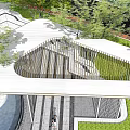 Modern Pergola Design With Wooden Structure White Roof Greenery And Pathway For Outdoor Landscape