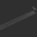 Handcrafted Weapon Sword With Patterned Blade And Gray Hilt On Dark Background