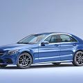 Blue Mercedes Sedan With Sporty Design Signature Grille And Alloy Wheels