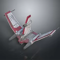 Detailed Sci Fi Spaceship Model Red And Silver Design With Wings And Engines