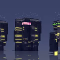 Futuristic Architecture Design With Neon Lights And Digital Screens On Tall Buildings