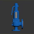 Blue Industrial Safety Valve With Flange Body And Spring Handle Design