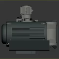 Modern Electronic Industrial Appliance With Mechanical Base Cooling Fins And Rotating Motor Design
