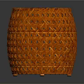 Orange Woven Round Stool With Hollow Openwork Design And Modern Stylish Appearance