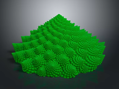 Green Sea Urchin With Fractal Pattern Composed Of Tiny Spherical Segments 3d model