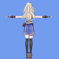 Blonde Haired Woman With Blue Eyes In White Top Blue Shorts And Arms Outstretched