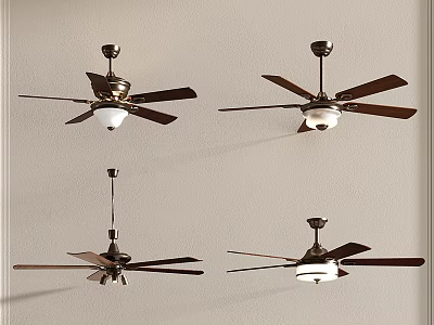 Modern Ceiling Fan With Light And Metallic Blades For Home Interior Design 3d model