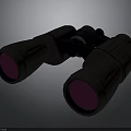 High Quality Black Binoculars With Pink Lenses Displayed On Gray Background