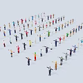 Group of Colorful Character Creatures in Various Poses on Light Background
