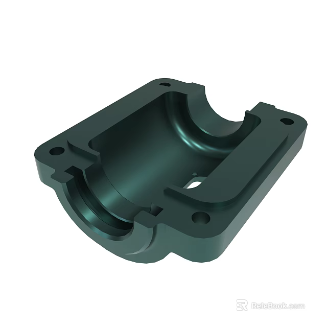 Green Industrial Metal Mechanical Part With Holes And Grooves Design 3d model 