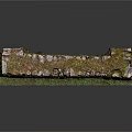 Natural Wood And Stone Wall Structure With Stacked Stones And Moss Covered Surface