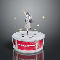 Cute Girl Figure Standing On White Red PARISSA Drum With Stars And Smiley Face Design