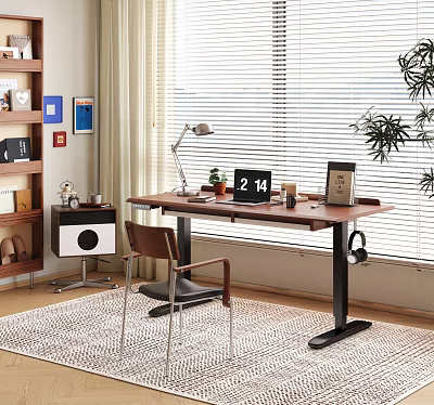 Modern Minimalist Dressing Table Design With Mirror Drawers And Wooden Top 3d model