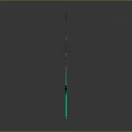3D Rendered Fantasy Sword With Teal Blue Blade And Black Gold Hilt On Gray Background