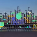 Vibrant Modern Creative Neon Architectural Structure for Youth Community Gathering