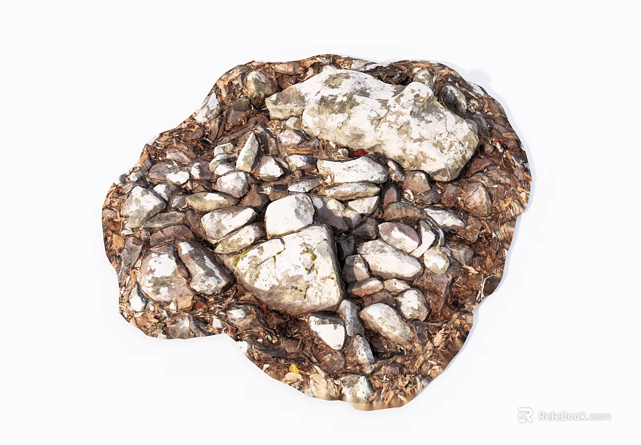 Natural Stone and Wood Textured Decorative Elements Arrangement for Interior Design 3d model 
