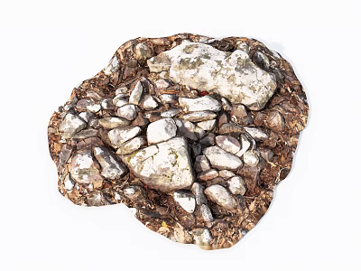 Natural Stone and Wood Textured Decorative Elements Arrangement for Interior Design 3d model