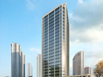 Modern Commercial Street with High Rise Buildings Urban Skyline and Contemporary Architecture 3d model