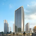 Modern Commercial Street with High Rise Buildings Urban Skyline and Contemporary Architecture