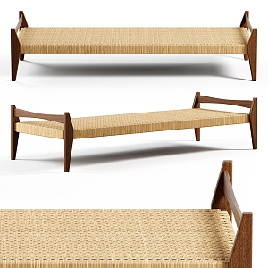 Silent Wind Rattan Bed End Stool Sofa Stool 3d model