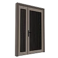 Stylish Swing Door With Wooden Frame And Vertical Slat Glass Panel Design