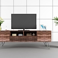 Solid Wood TV Cabinet TV Green Plant Jewelry 3d model