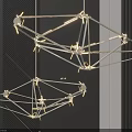 Modern Geometric Chandelier With Metallic Frame Illuminated In Interior Space Design
