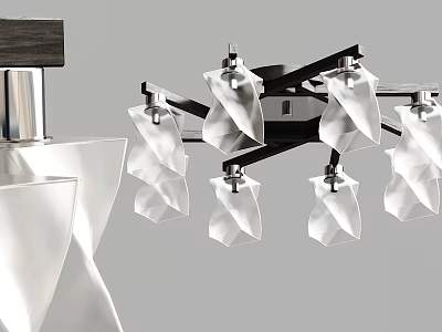 Modern Multi Arm Ceiling Light With Metal Frame And Clear Acrylic Shades 3d model