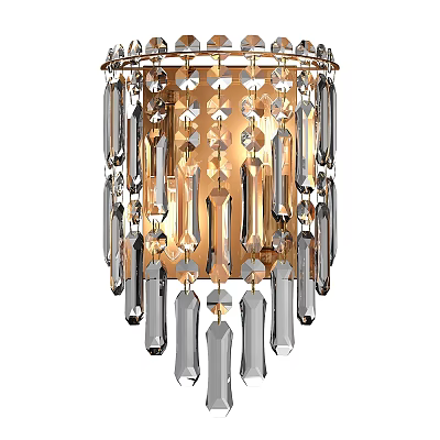 Elegant Luxury Crystal Chandelier With Golden Frame And Dangling Crystal Pendants 3d model