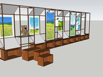 Modern Glass Display Shelves With Open Design And Multi Tier Product Showcase Space 3d model