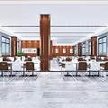 Spacious Modern Lobby With Wooden Ceiling Circular Design And Marble Floor