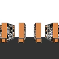 Modern Wooden And White Bookcase Units With Books Magazines And Small Benches