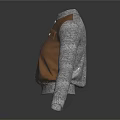 Brown And Gray Jacket With Leather Body Knitted Sleeves Zipper Front And Pockets