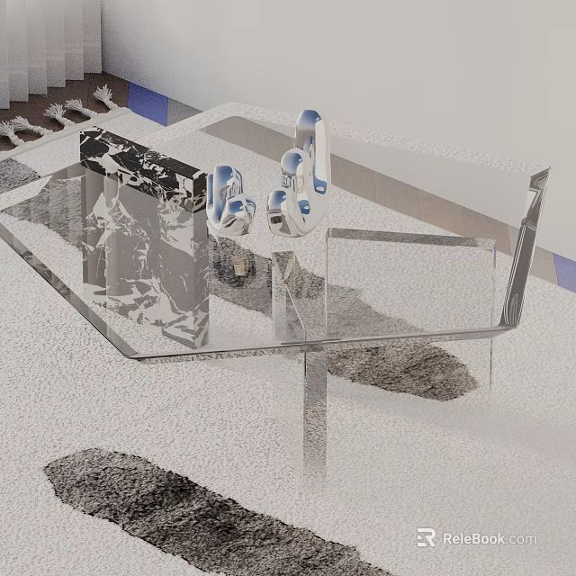 Modern Sofa and Coffee Table Set With Glass Tabletop And Metal Frame For Living Room 3d model 