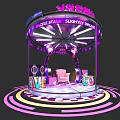 Eye Catching Carousel Photo Spot With Purple Pink Lighting Pink Chair And LOVE Decorations