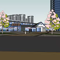 Modern Urban Architecture With Tall Buildings Green Spaces And Water Features