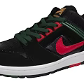 Nike Black Sneakers with Green Laces Red Accents Leather Upper and White Sole Design